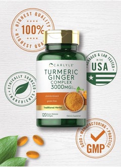 CARLYLE Turmeric and Ginger Supplement 3000 mg | 120 Softgels  - Image 5