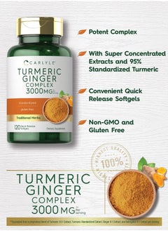 CARLYLE Turmeric and Ginger Supplement 3000 mg | 120 Softgels  - Image 3