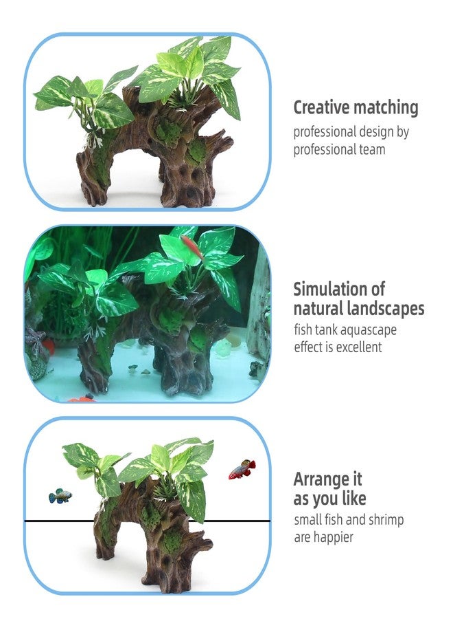 relaqcc Aquarium Decor Ornaments Artifical Driftwood Cave Fish Tank Decorations Silk Aquarium Plants for Betta Fish Tank Accessories - Image 3
