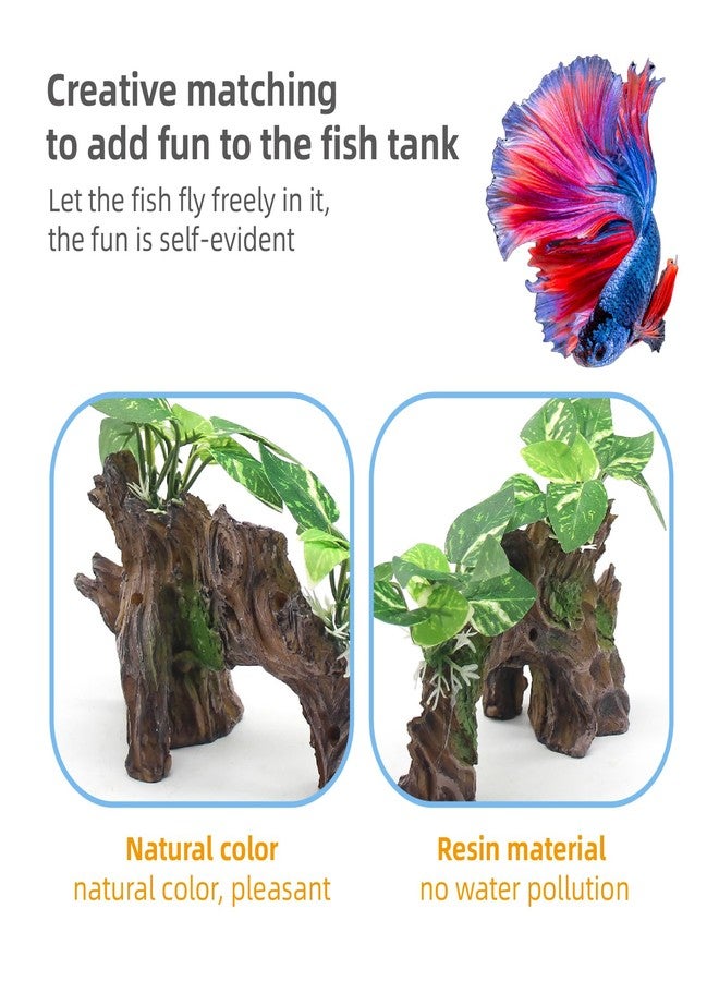 relaqcc Aquarium Decor Ornaments Artifical Driftwood Cave Fish Tank Decorations Silk Aquarium Plants for Betta Fish Tank Accessories - Image 4
