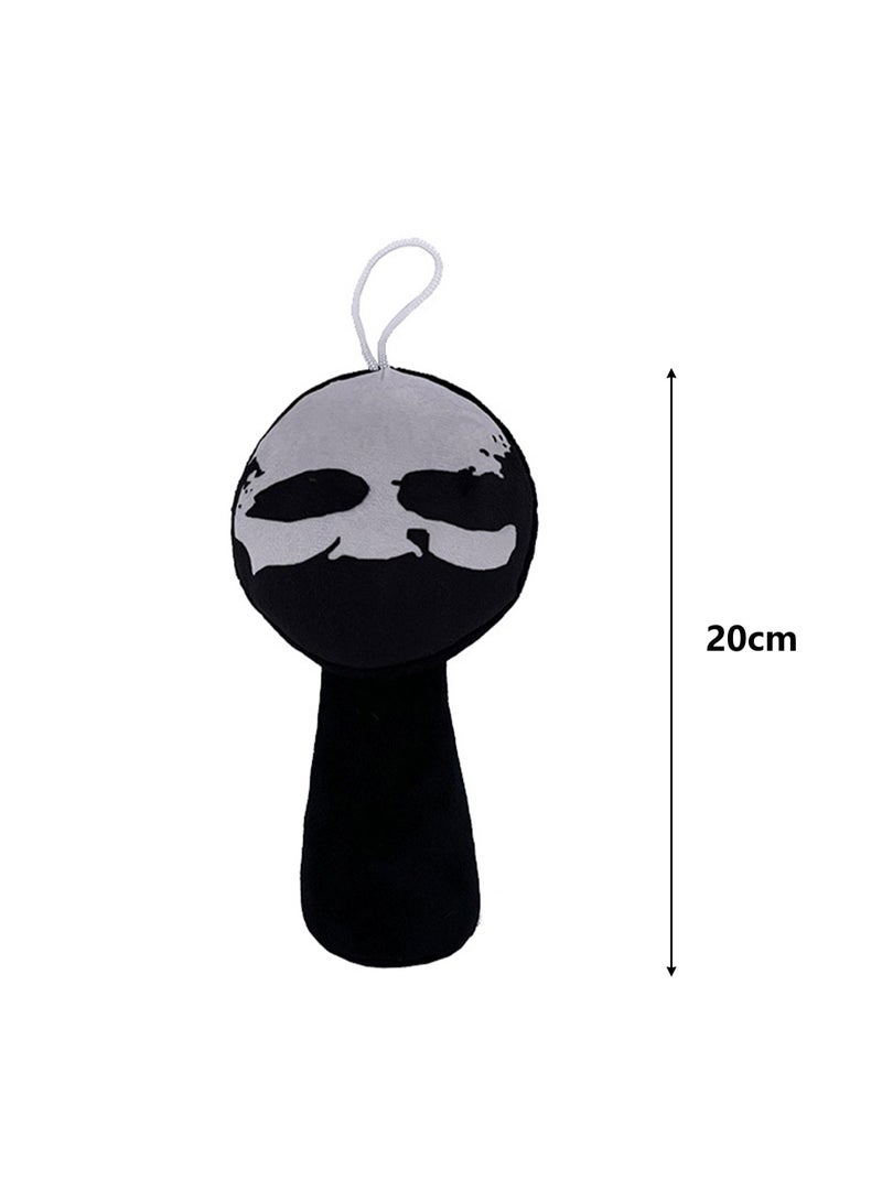Rhythm Box Sprunki Game Peripheral 20cm Plush Toy, Realistic Cute Soft Plush Doll, Gift for Boys and Girls Game Fans (Black Ghost Face Head) - Image 2