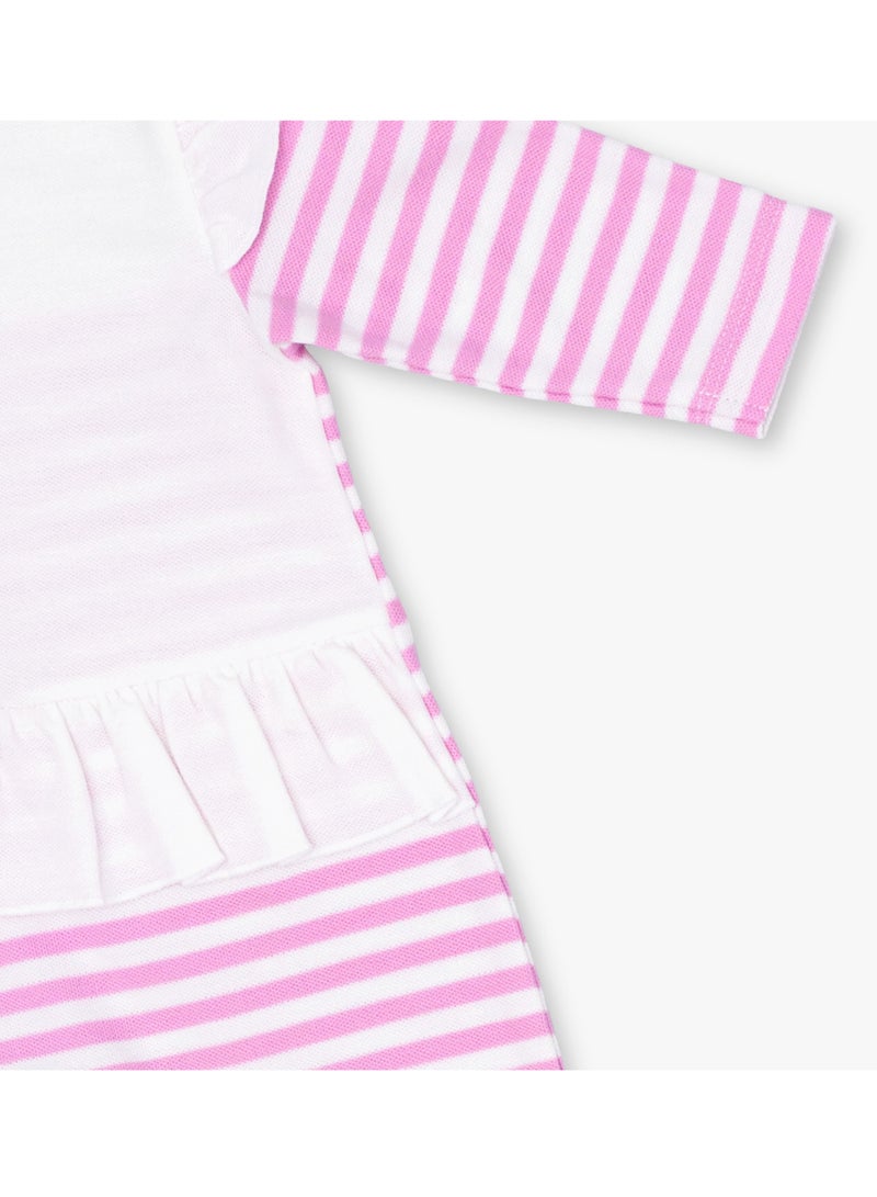 MOON 100% Cotton Sleepsuit 1-3M Pink - Pink Stripes - Image 4