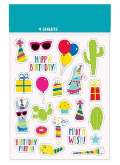 Generic 100-Piece Adhesive Sticker Birthday Party Sticker, 4 Sheets, Multi-Colour, One Size, Up to Date Egypt 01222143812  - Image 2