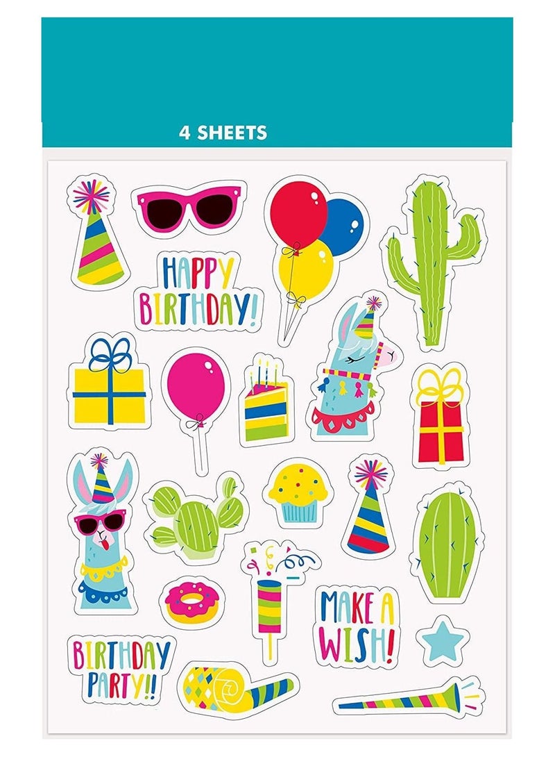100-Piece Adhesive Sticker Birthday Party Sticker, 4 Sheets, Multi-Colour, One Size, Up to Date Egypt 01222143812 - Image 2
