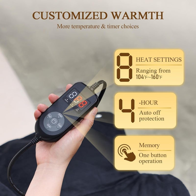 InVarme Far Infrared Heating Pad: Max 3X Deeper Relief for Back Neck Shoulders Pain & Period Cramps â€“ Graphene 3S Fast Heat â€“ Soft Warm Plush Fabric for Women with 4H Auto Offâ€“ 12" x 24" - Image 5