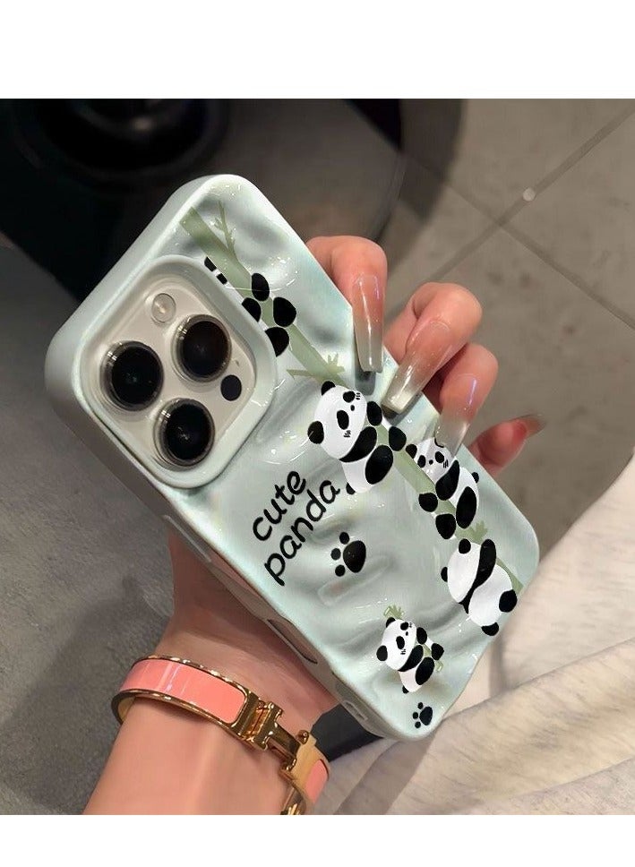 NIBEMINENT Meteorite Pattern Panda Bamboo Protective TPU Case Cover For IPhone 14 Plus, Blue