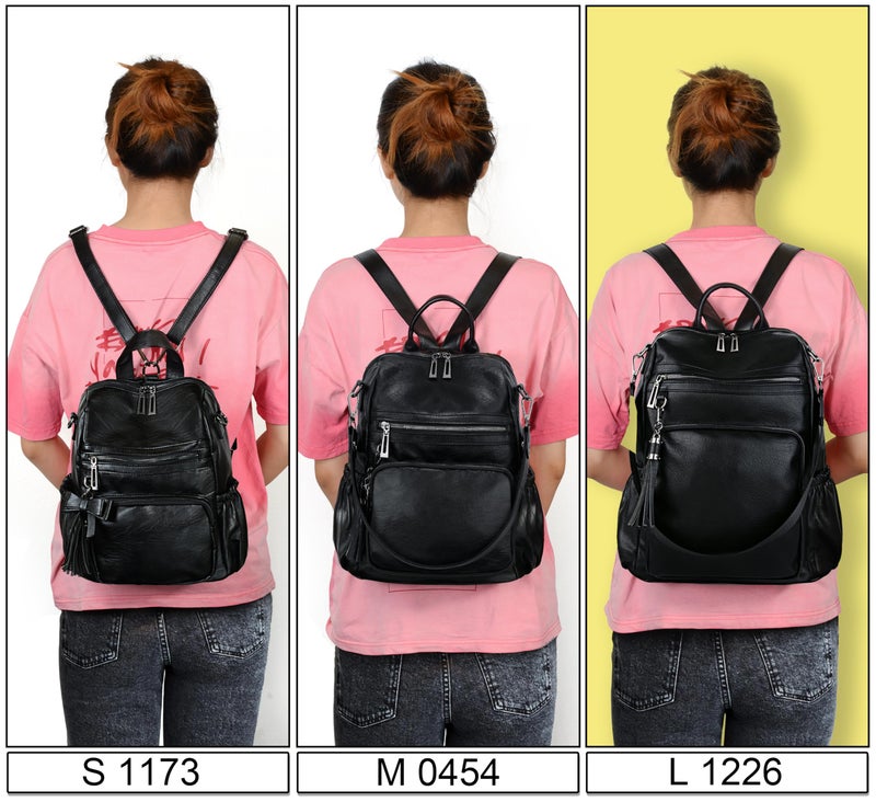 UTO Women Backpack Purse Travel Rucksack for Girls Fashion Designer Large Vegan Leather Ladies Shoulder Bag with Tassel - Image 3