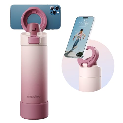Magcheer Insulated Magnetic Water Bottle Reusable Stainless Steel Bottle with MagSafe Compatible Phone Holder Perfect for Gym Sports and Travel Blush Pink 24oz - Image 1