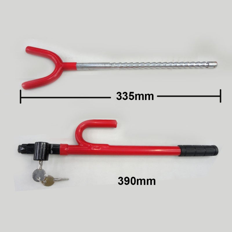 Steering Wheel Lock: Red Sturdy Durable Polypropylene Steel - High Secure Double-Sided Lock Cylinder Anti-Theft Device for All Steering Wheels With Airbags Sport Leather Car Self-Defense - Image 5