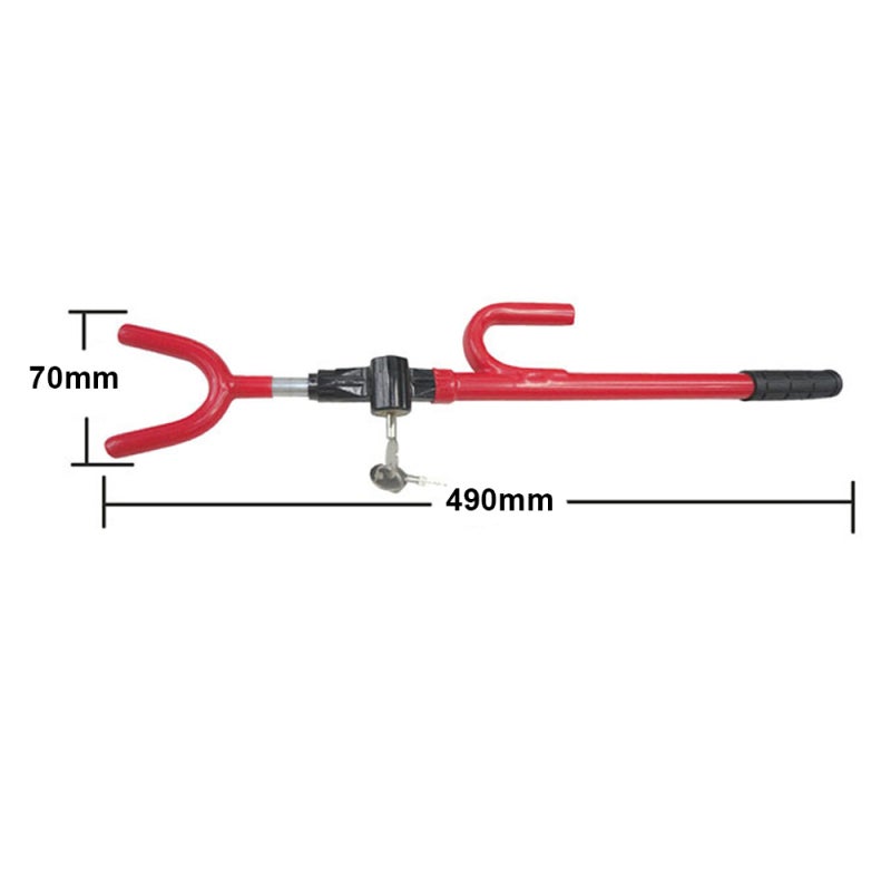 Steering Wheel Lock: Red Sturdy Durable Polypropylene Steel - High Secure Double-Sided Lock Cylinder Anti-Theft Device for All Steering Wheels With Airbags Sport Leather Car Self-Defense - Image 4