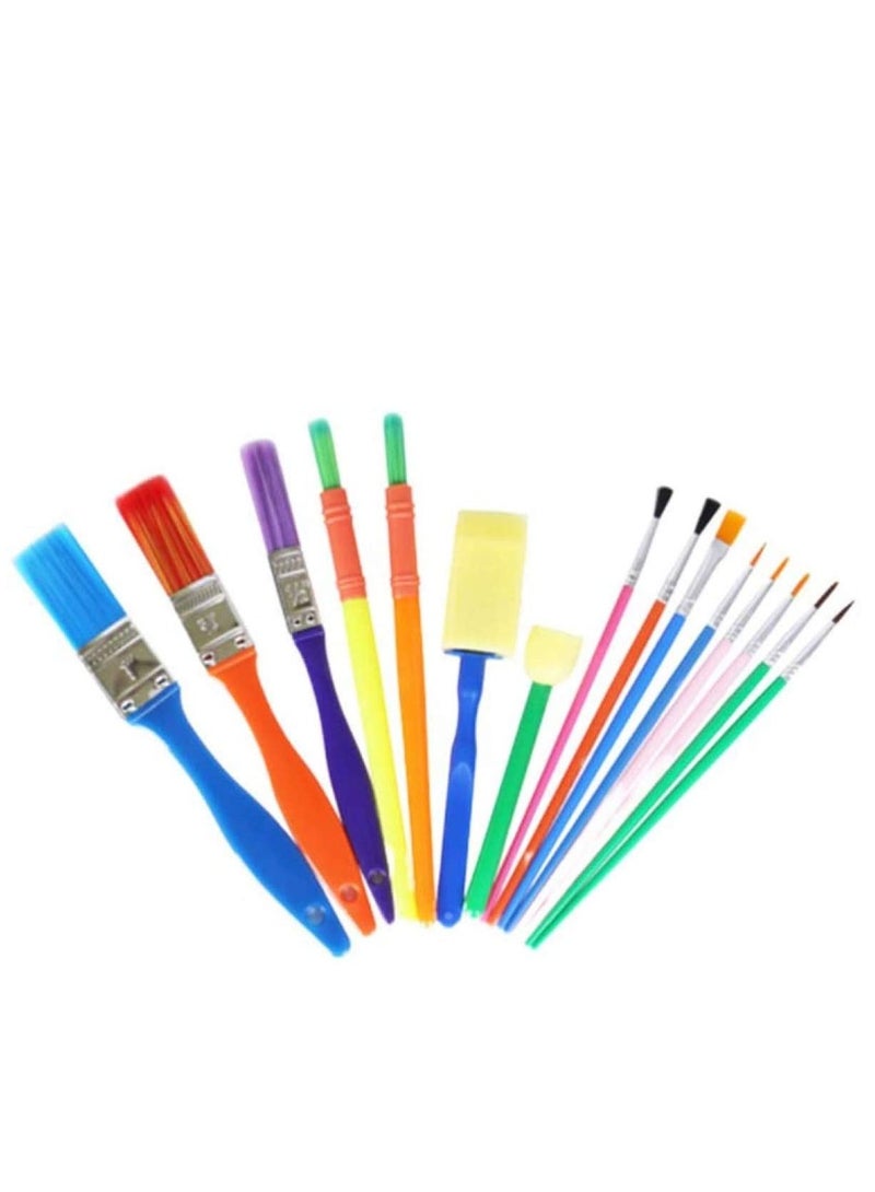 Y&D Kids Paint Brushes for Children Sized Brush Non-Toxic Washable Tool Painting Sponges Set Kit Early 15 Pieces  - Image 1