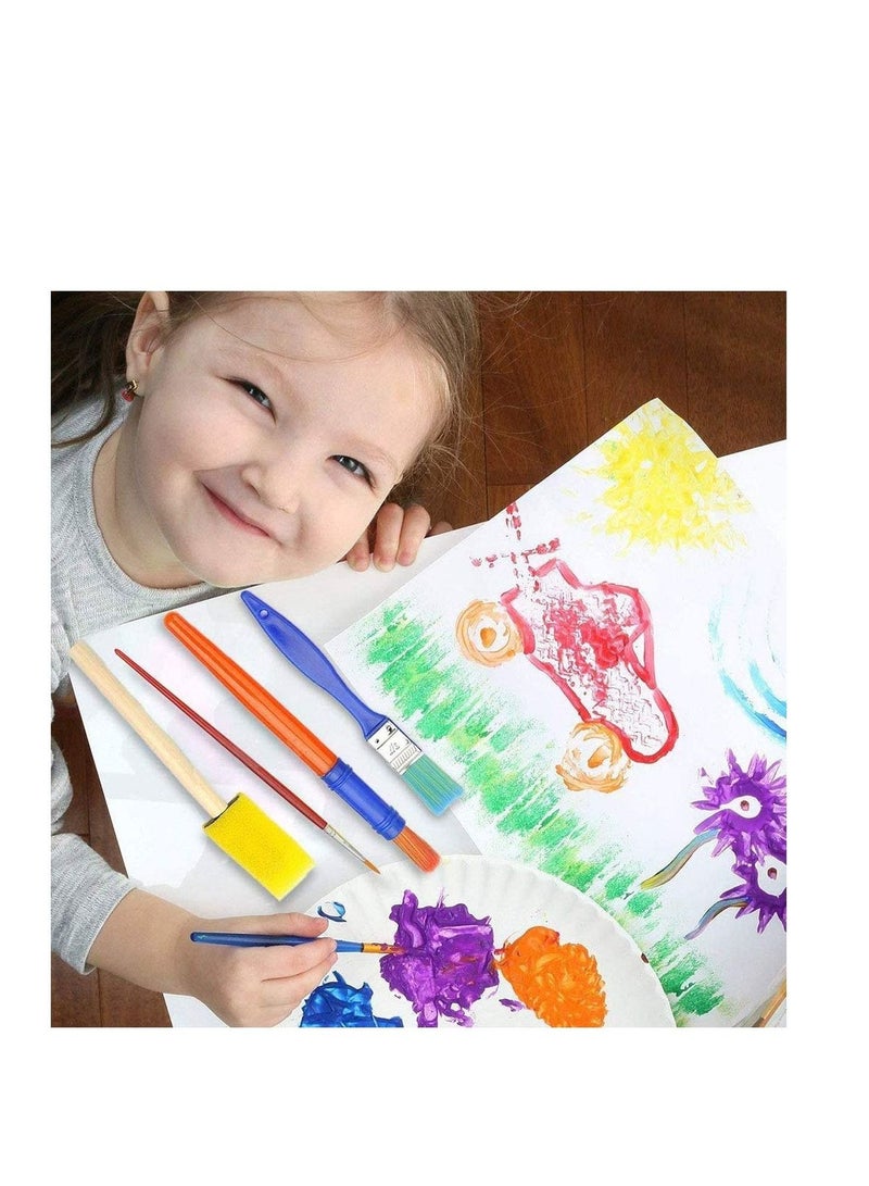Y&D Kids Paint Brushes for Children Sized Brush Non-Toxic Washable Tool Painting Sponges Set Kit Early 15 Pieces  - Image 2