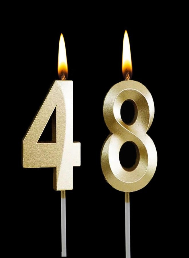 شمعة رقم 48/84، شموع ذهبية ثلاثية الأبعاد بأرقام لتزيين كعكة عيد الميلاد 48/84 - لوازم تزيين حفلات الزفاف والذكرى السنوية - Image 3