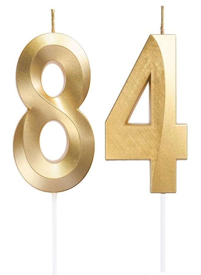 شمعة رقم 48/84، شموع ذهبية ثلاثية الأبعاد بأرقام لتزيين كعكة عيد الميلاد 48/84 - لوازم تزيين حفلات الزفاف والذكرى السنوية - Image 2