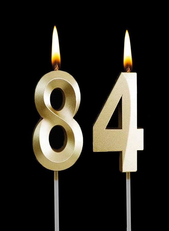 شمعة رقم 48/84، شموع ذهبية ثلاثية الأبعاد بأرقام لتزيين كعكة عيد الميلاد 48/84 - لوازم تزيين حفلات الزفاف والذكرى السنوية - Image 4