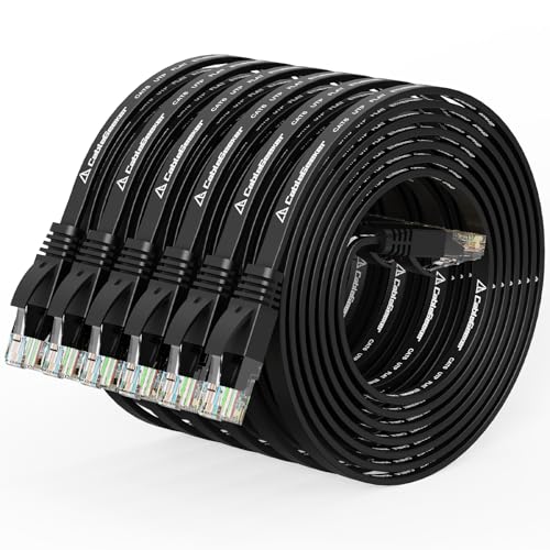 CableGeeker Cat 6 Ethernet Cable 5ft (6 Pack) (at a Cat5e Price but Higher Bandwidth) Flat Internet Network Cables - Cat6 Ethernet Patch Cable Short - Black Computer LAN Cable with Snagless RJ45 Connectors - Image 1