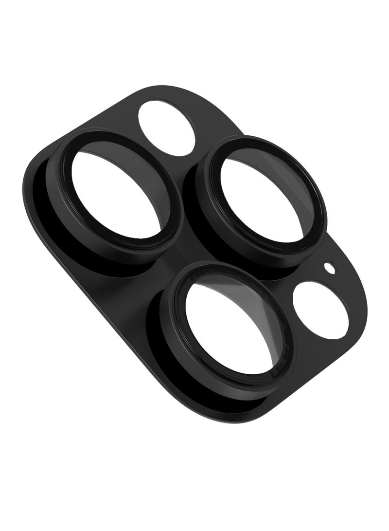 LEVELO iPhone 16 Pro/Pro Max Trio Pro Camera Lens Protector / Crystal Clear Glass with Aluminum alloy Frame Camera Lens Cover / Lensless Feel / Easy Snap On / Anti Scratch Camera Protector - Black - Image 1