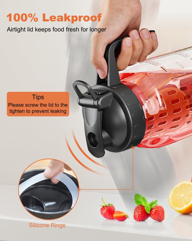 VA1KENE 64oz Mason Jar Pitcher with Fruit Tea Infuser â€“ Airtight & Leakproof Glass Pitcher with Lid, Perfect for Iced Tae, Sun Tea and Cold Brew, 2 Quart (1/2 Gallon) Wide Mouth Mason Jar with Pour Spout Lid - Image 5