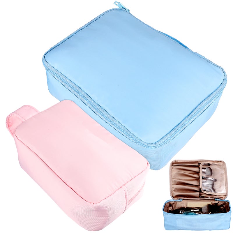 2 Pcs Travel Makeup Bags Fashion Cosmetic Bags Makeup Cases Storage Organisers for Women and Girls - Image 1