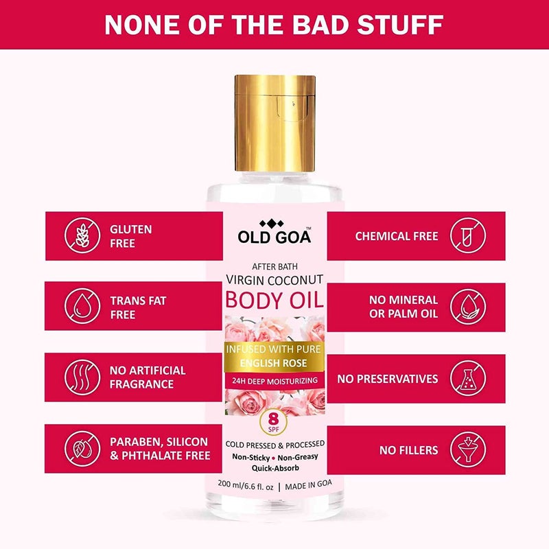 OLDGOA After Bath Body Oil For Daily Use Massage Glowing Skin For All Skin Types For Men Women Rose Lavender Combo 5050 ML - Image 5