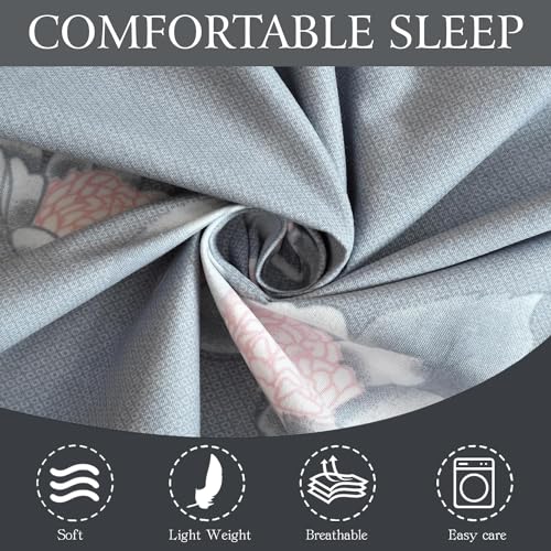 FRESH FROM LOOM Bedsheet Microfiber for Double Bed King Size | Floral Design Bed Spread with 2 Pillow Covers | Wrinkle Free Hypo-Allergenic Bedsheets/Bedcover (90x95 Inches | Grey), 144 TC - Image 2