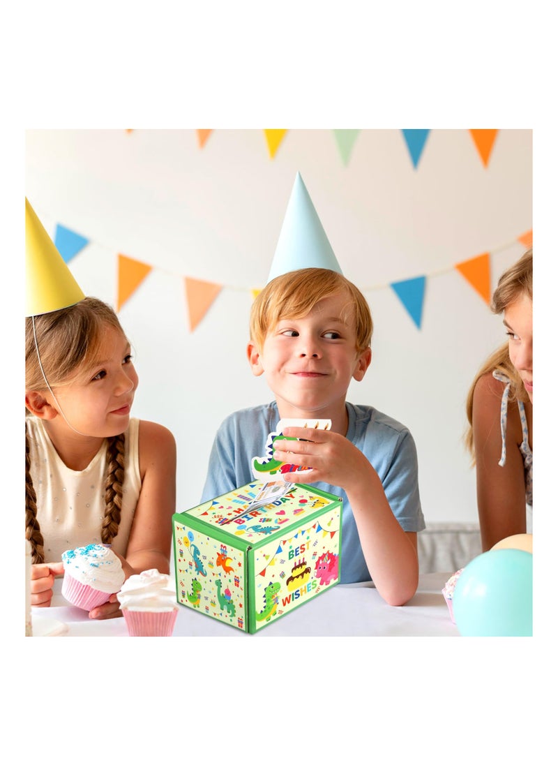SYOSI - Dinosaur Happy Birthday Money Box for Cash Gift Pull, Surprise Happy Birthday Money Pull Out Gift Box Green Birthday Gift Decorations for Kids Boys Girls, Fun Birthday Gift for Kids - Image 1
