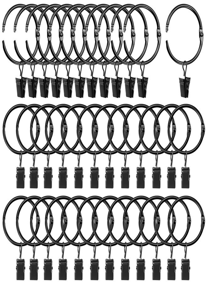 LLPJS Openable Curtain Rings with Clips, Open Drapery Rings with Hooks, Curtain Clips 1.26 inch Interior Diameter, Fit up to 1" Curtain Rod (Black, 1.26" I D Set of 36) - Image 1