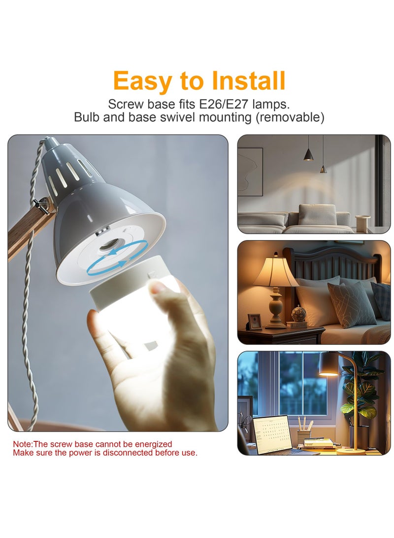 Rechargeable 300LM E26 Screw-In Light Bulb with Remote Control, Dimmable & Timer, Magnetic Detachable Design for Lamps, Wireless Emergency Puck Lamp for Non-Hardwired Wall Sconces. - Image 2