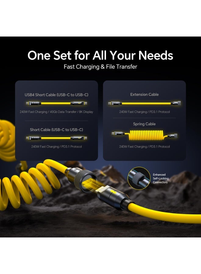 AOHI The Future Pro 240W USB-C Cable Kit, PD 3.1 Fast Charging, 8K 60Hz Video Output, 40Gbps Data, 0.1–2.6m Customizable Lengths – Compatible with MacBook, iPhone, iPad, Galaxy & More (Amber) - Image 5