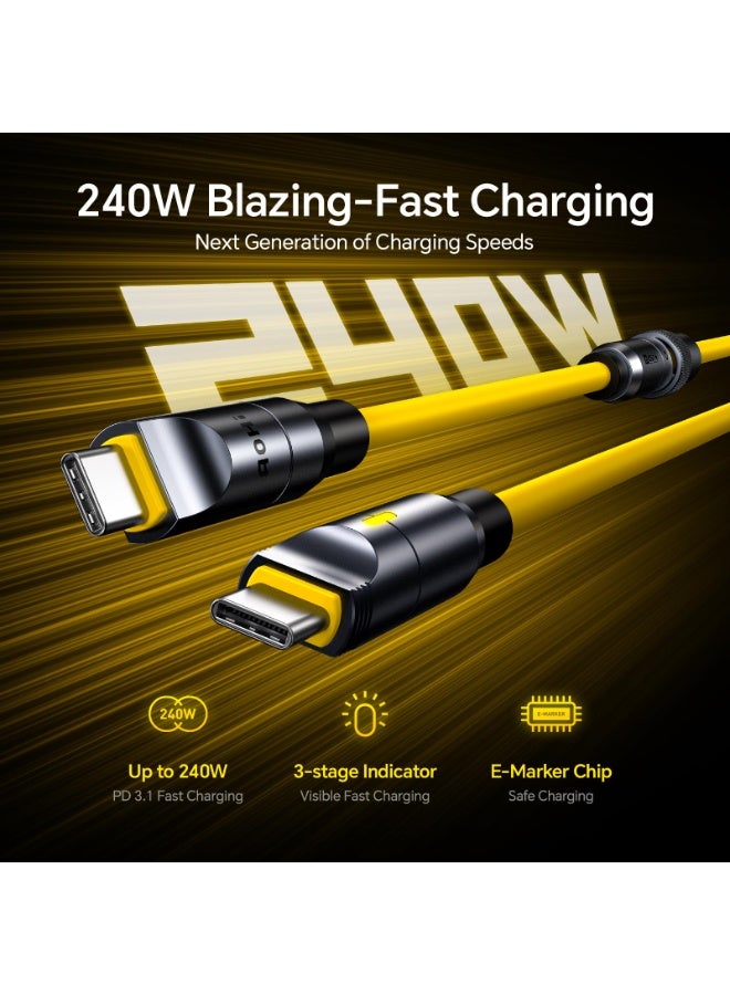 AOHI The Future Pro 240W USB-C Cable Kit, PD 3.1 Fast Charging, 8K 60Hz Video Output, 40Gbps Data, 0.1–2.6m Customizable Lengths – Compatible with MacBook, iPhone, iPad, Galaxy & More (Amber) - Image 3