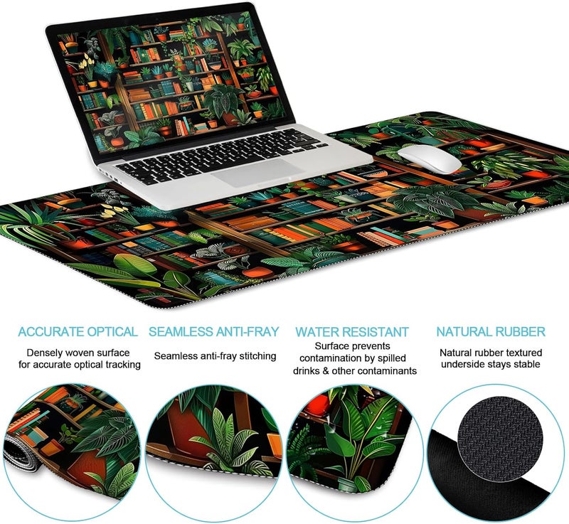 LIMKRIAN Book Mouse Pad Set Large Desk Matt for Desktop, Ergonomic Mouse Pad with Wrist Rest, Gaming Mouse Pad Wrist Support Keyboard Mat Cup Coaster Set Cute Office Desk Decor Accessories - Image 3