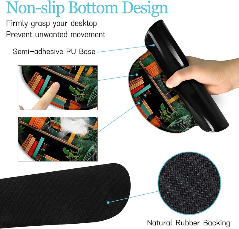 LIMKRIAN Book Mouse Pad Set Large Desk Matt for Desktop, Ergonomic Mouse Pad with Wrist Rest, Gaming Mouse Pad Wrist Support Keyboard Mat Cup Coaster Set Cute Office Desk Decor Accessories - Image 5