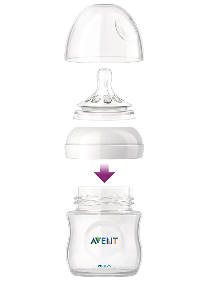 Philips Avent 2-Piece Natural Feeding Baby Ultra Soft Nipple Bottle Set For Newborn, 125 Ml - Clear