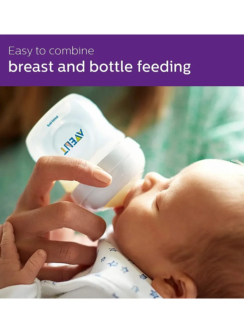 Philips Avent 2-Piece Natural Feeding Baby Ultra Soft Nipple Bottle Set For Newborn, 125 Ml - Clear