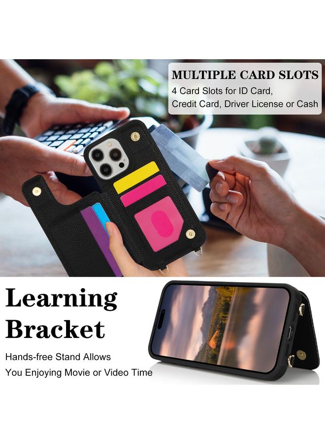 اس-توب جراب لهاتف iPhone 14 Pro Max مزود بفتحة بطاقة مزدوجة وغطاء كامل للهاتف مع حزام متقاطع - Image 4