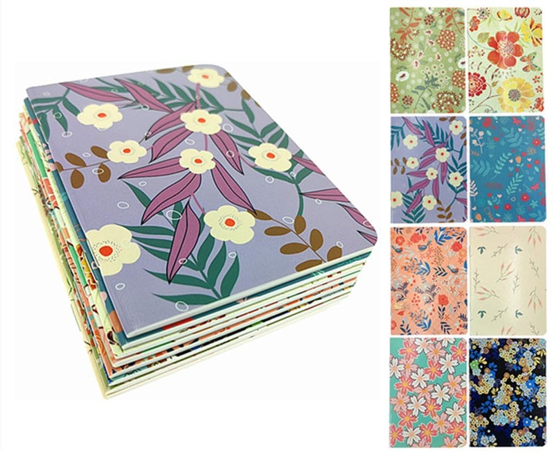 ALIMITOPIA 8pcs Mini Notebook Portable Pocket Notebook Journal Steno Memo MiniDaily NotePad,3.5X5 inches,24 sheets,College Ruled Pages(Flower Pattern) - Image 1
