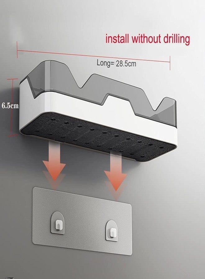 Celvee Pack of 1 Self-Adhesive Plastic Bathroom Rack, Wall Mounted Shelf Organiser, Corner Design, Modern Style, Black and White, - Image 3