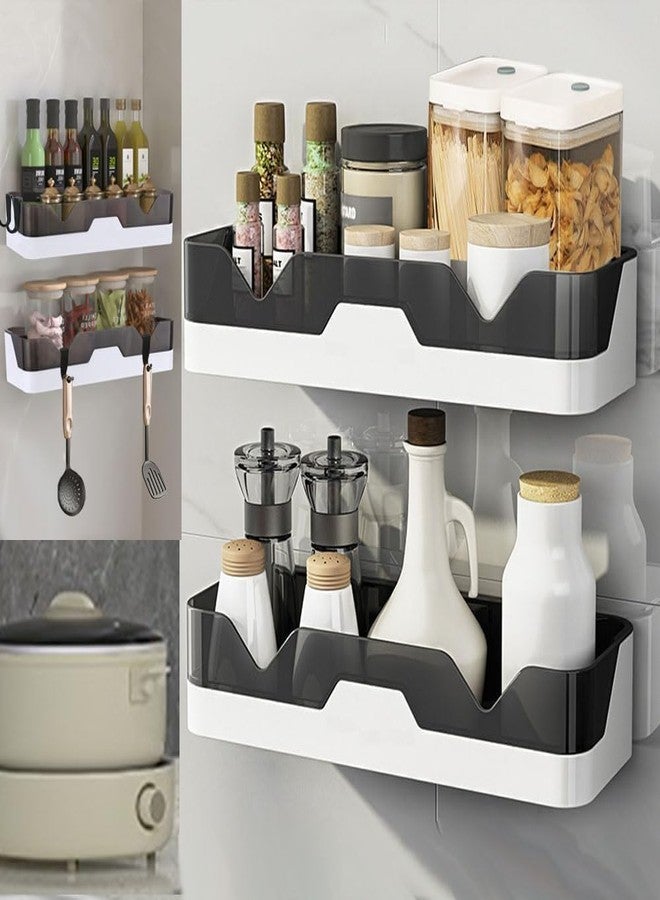 Celvee Pack of 1 Self-Adhesive Plastic Bathroom Rack, Wall Mounted Shelf Organiser, Corner Design, Modern Style, Black and White, - Image 4