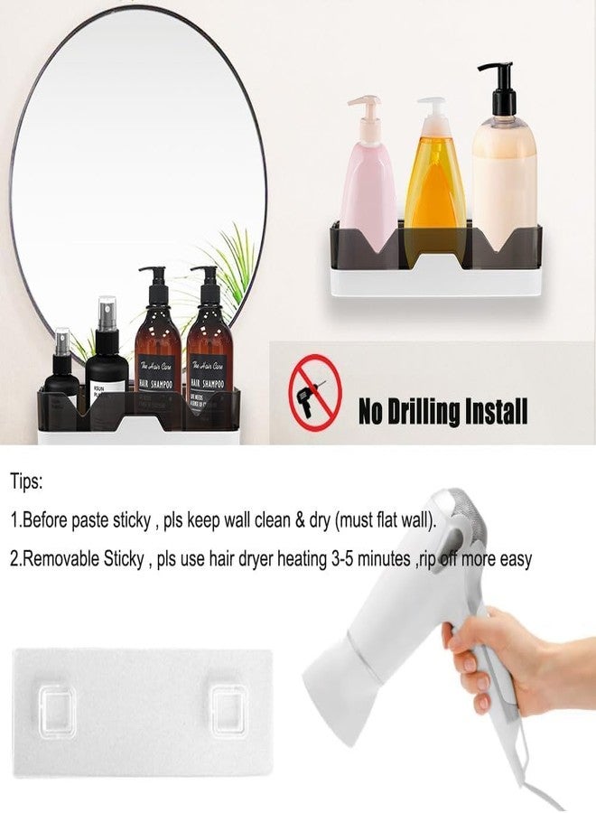 Celvee Pack of 1 Self-Adhesive Plastic Bathroom Rack, Wall Mounted Shelf Organiser, Corner Design, Modern Style, Black and White, - Image 2