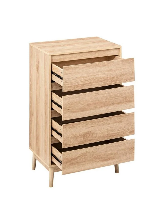 Five Simply Smart Abana Natural Oak Effect 4-Drawer Chest of Drawers Brown 107.3 x 40 x 60 cm 193545