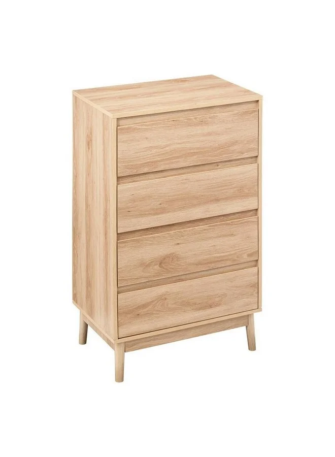 Five Simply Smart Abana Natural Oak Effect 4-Drawer Chest of Drawers Brown 107.3 x 40 x 60 cm 193545