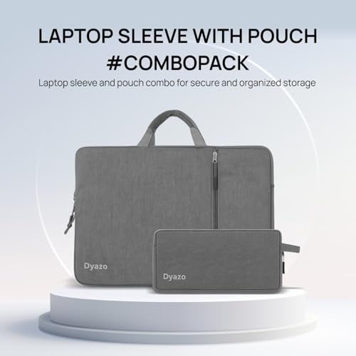 Dyazo 15.6 Inch Laptop Sleeve with Charger Pouch | Front Pocket with Handle Water Resistant Sleeve Case | Compatible for MacBook, HP, Dell, Acer, Asus, Microsoft, Samsung and Other Notebooks (Grey) - Image 2