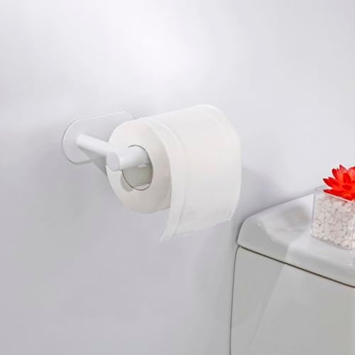 Gewtur White Toilet Paper Holder, Self Adhesive Toilet Paper Roll Holder No Drilling Wall Mount for Kitchen, Bathroom, Toilet - Image 5