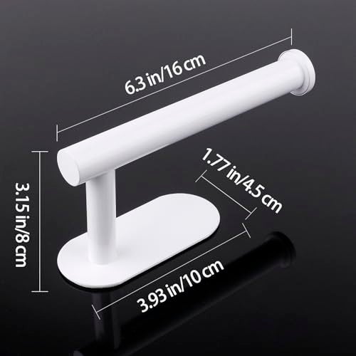 Gewtur White Toilet Paper Holder, Self Adhesive Toilet Paper Roll Holder No Drilling Wall Mount for Kitchen, Bathroom, Toilet - Image 4