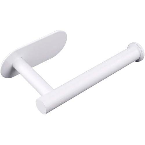 Gewtur White Toilet Paper Holder, Self Adhesive Toilet Paper Roll Holder No Drilling Wall Mount for Kitchen, Bathroom, Toilet - Image 1