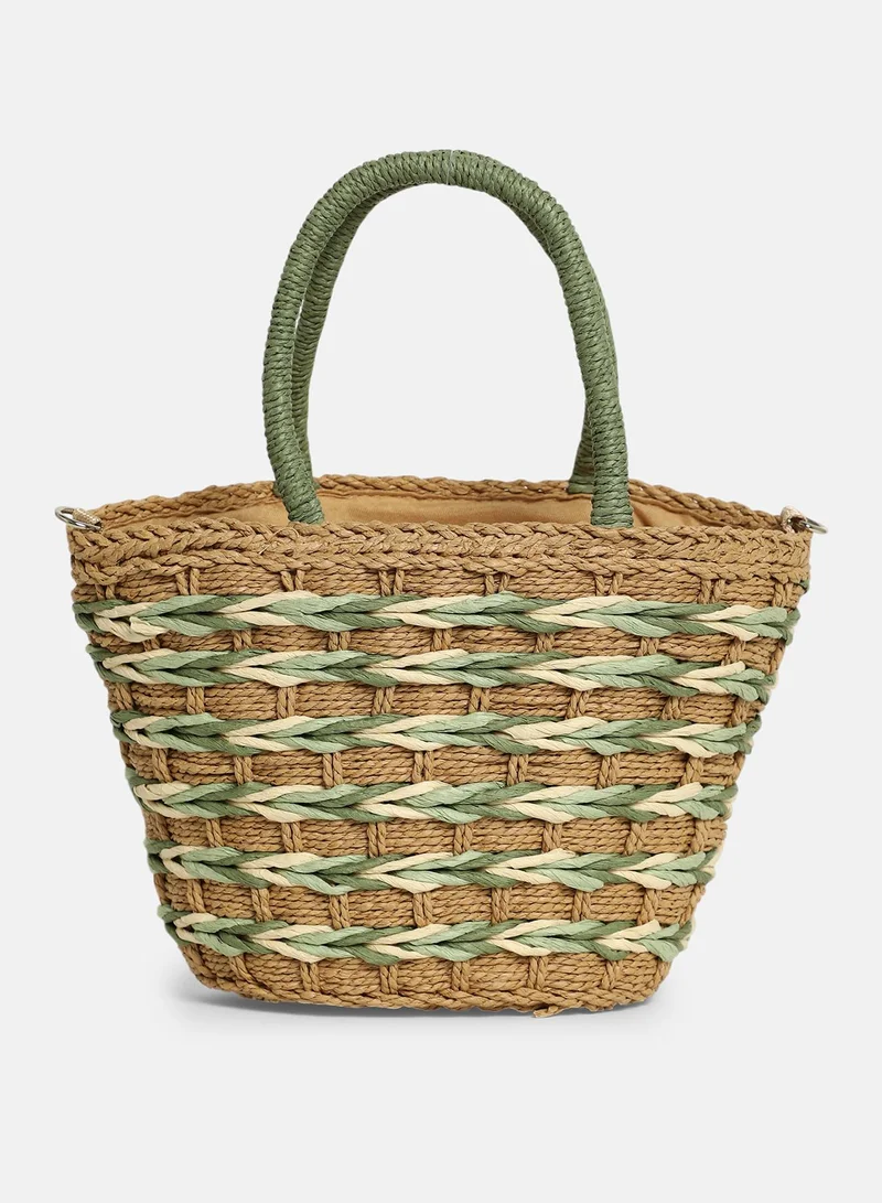 Haute Sauce Textured Zip Lock Regular Jute Hand Bag For Women