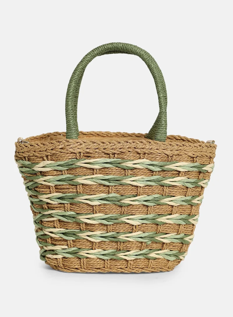 Haute Sauce Textured Zip Lock Regular Jute Hand Bag For Women