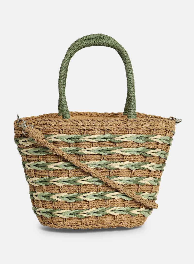 Haute Sauce Textured Zip Lock Regular Jute Hand Bag For Women