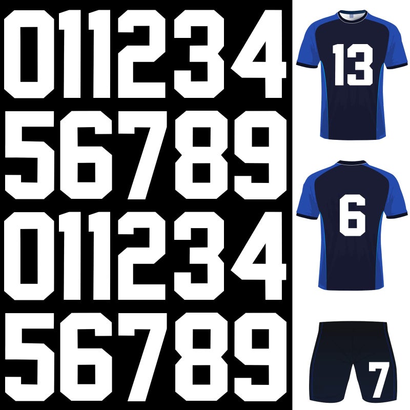 22Pcs 8 Inch Iron on Numbers T Shirt Heat Transfer Jersey Numbers 0 to 9 Iron on Number for Team Uniform Sports TShirt White
