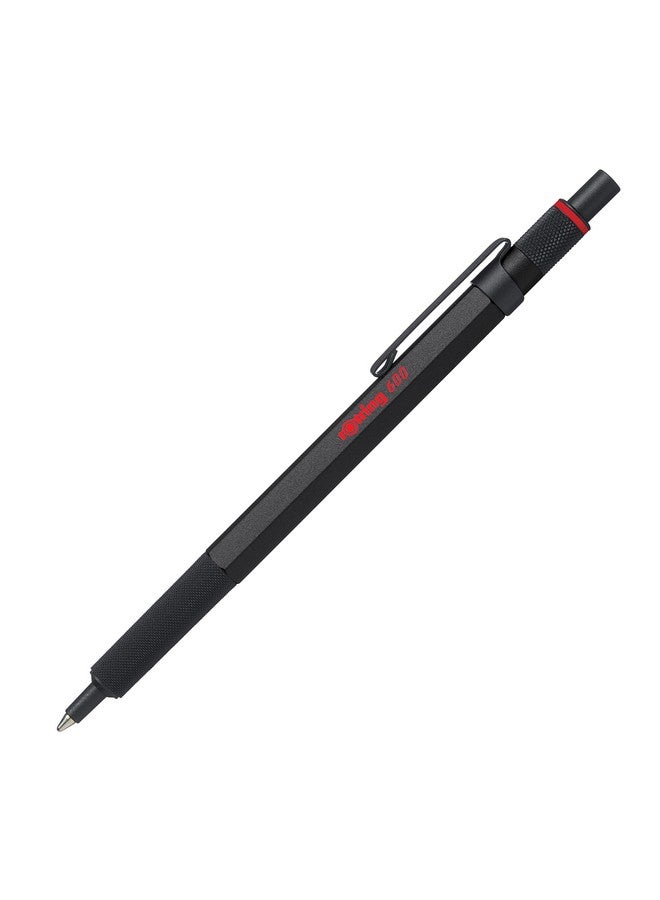 Rotring 600 Ballpoint Pen, Medium Point, Black Ink, Black Barrel, Refillable - Image 1
